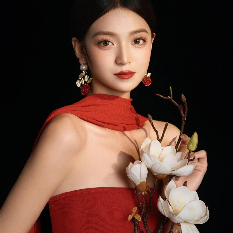 影楼新款主题服装法式复古风小众黑色亮片套装女收腰显瘦艺术照服