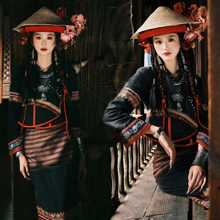 新款布朗族服饰套装贵州云南少女旅拍少数民族风写真摄影演出服装