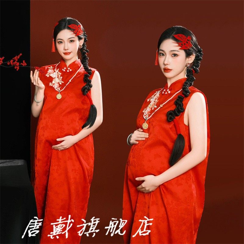 影楼孕妇照服装新中式国风新款新年主题红色裙子孕妇照衣服在家拍,特色手工艺,其他特色工艺品,淘宝优惠券,粉丝福利购,淘宝优惠卷