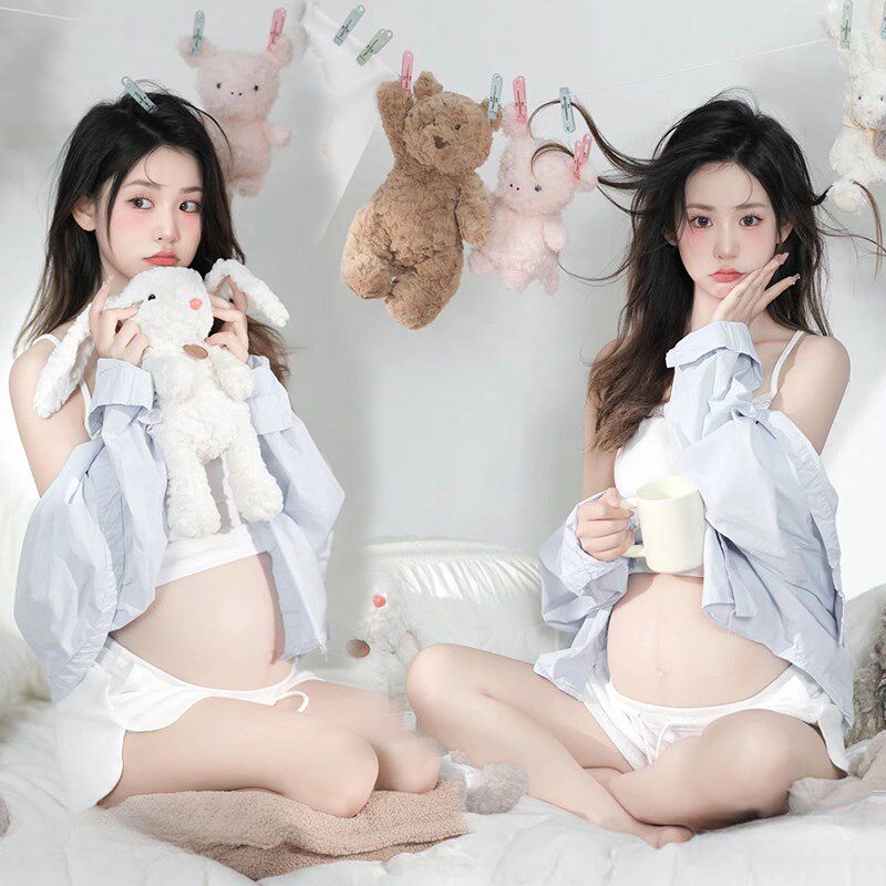 影楼新款孕妇居家温馨主题韩系甜美休闲套装孕妈个人艺术拍照服装