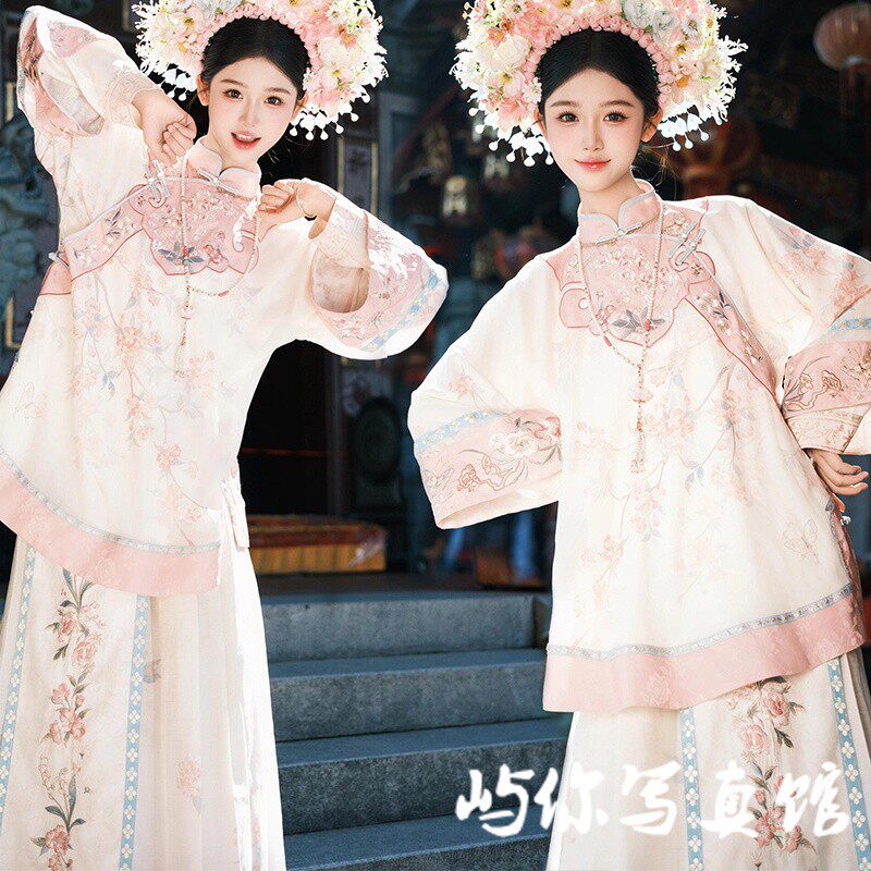 照相馆新款个人浔埔女簪花粉色复古格格服少女感旅拍写真照摄影服