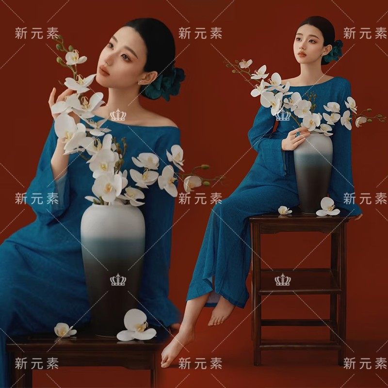 2025影楼新款复古新中式禅意风连衣裙个人室内纯欲写真艺术照服装,户外/登山/野营/旅行用品,其他户外服装,淘宝优惠券,粉丝福利购,淘宝优惠卷