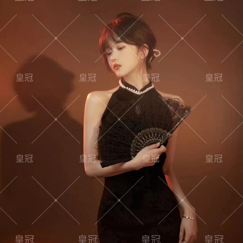 22复古修身新款影楼写真服装民国军阀太太蕾丝旗袍老上海改良旗袍