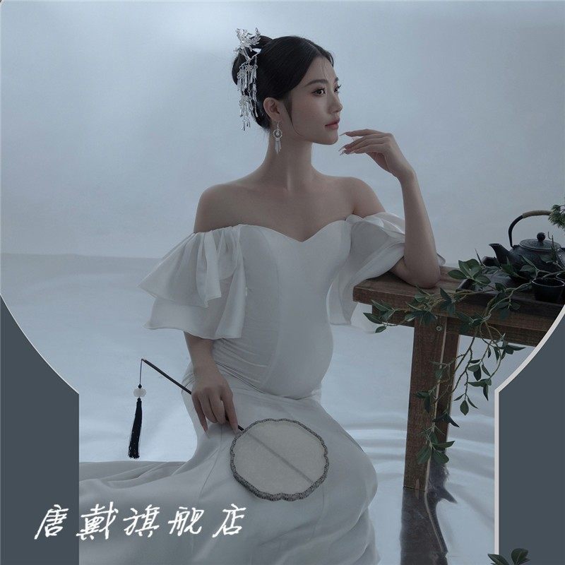 孕妇照服装影楼新款氛围感复古唯美白色礼服大肚妈咪摄影艺术服装,个性定制/设计服务/DIY,动漫/cos制服定制/加工,淘宝优惠券,粉丝福利购,淘宝优惠卷