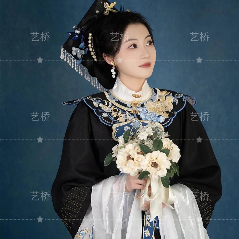 照相馆中国风簪花新款明制汉服新中式马面裙搭配毕业季学士服汉服