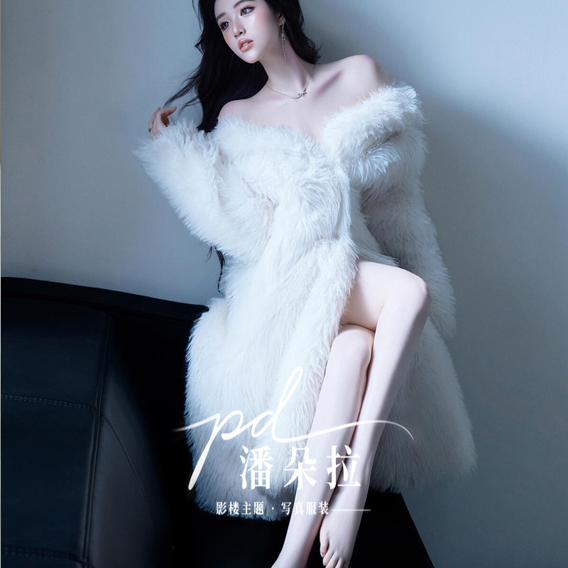 2025照相馆冬季皮草写真主题服装纯欲风辣妹私房艺术照舞台摄影演