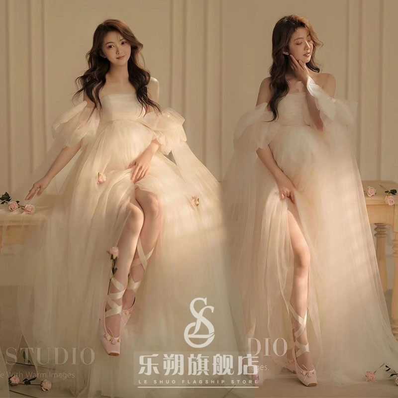 孕妇照服装新款影楼法式油画轻婚纱孕妈咪大肚拍照写真艺术照衣服