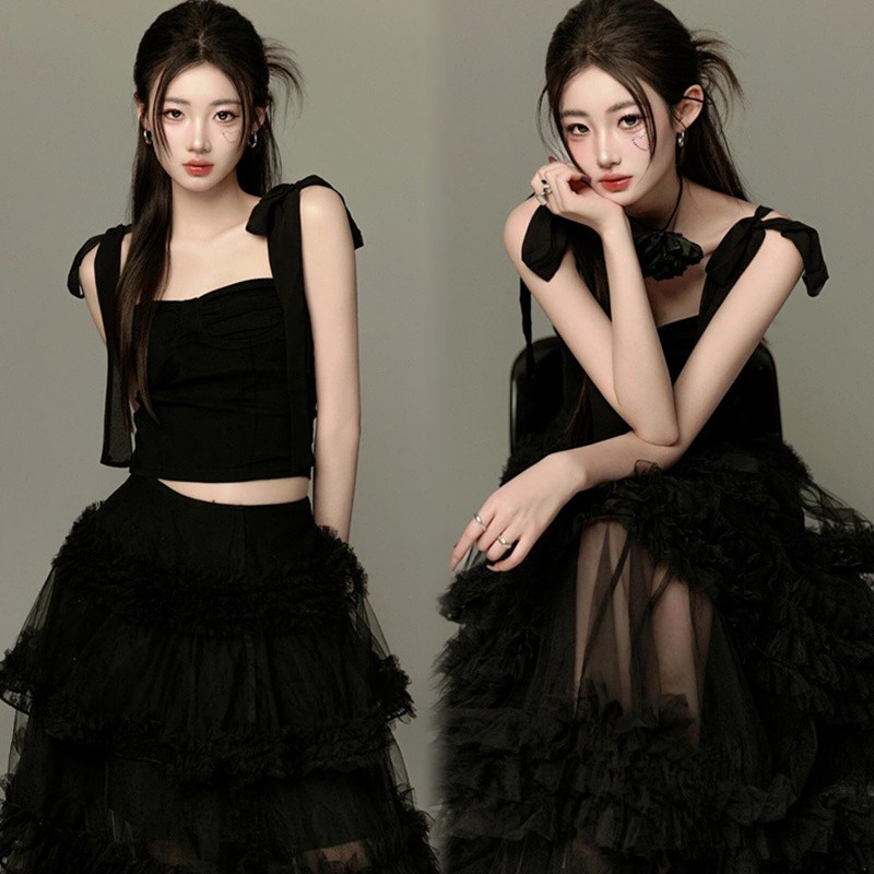 影楼新款拍照暗黑系韩杂肖像少女极简风个人写真艺术照摄影服装