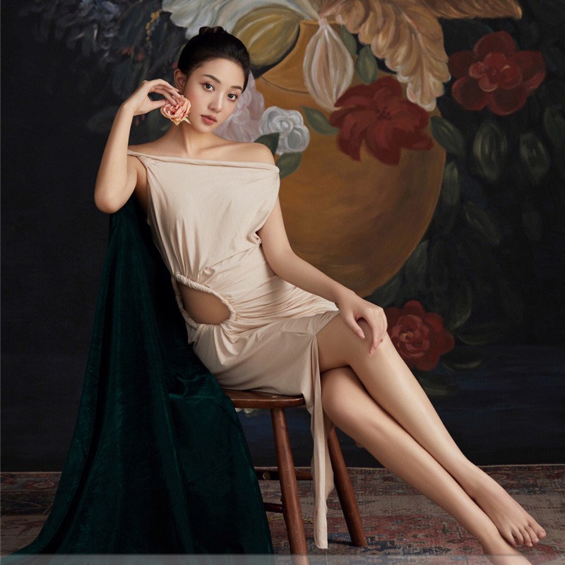 影楼孕妇照服装法式复古油画风孕妈性感连衣裙新款孕妇装主题服装