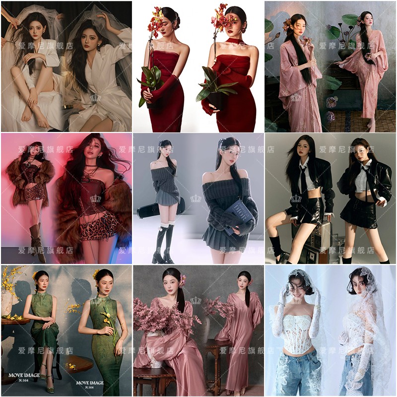 2025影楼新款复古韩系肖像高级感个人形象照写真艺术照摄影服装