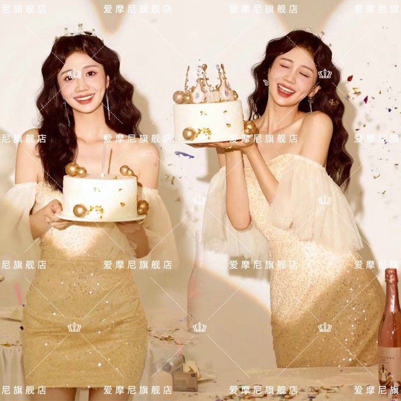 氛围生日派对写真服装甜美财阀千金公主少女仪式感艺术照摄影礼服