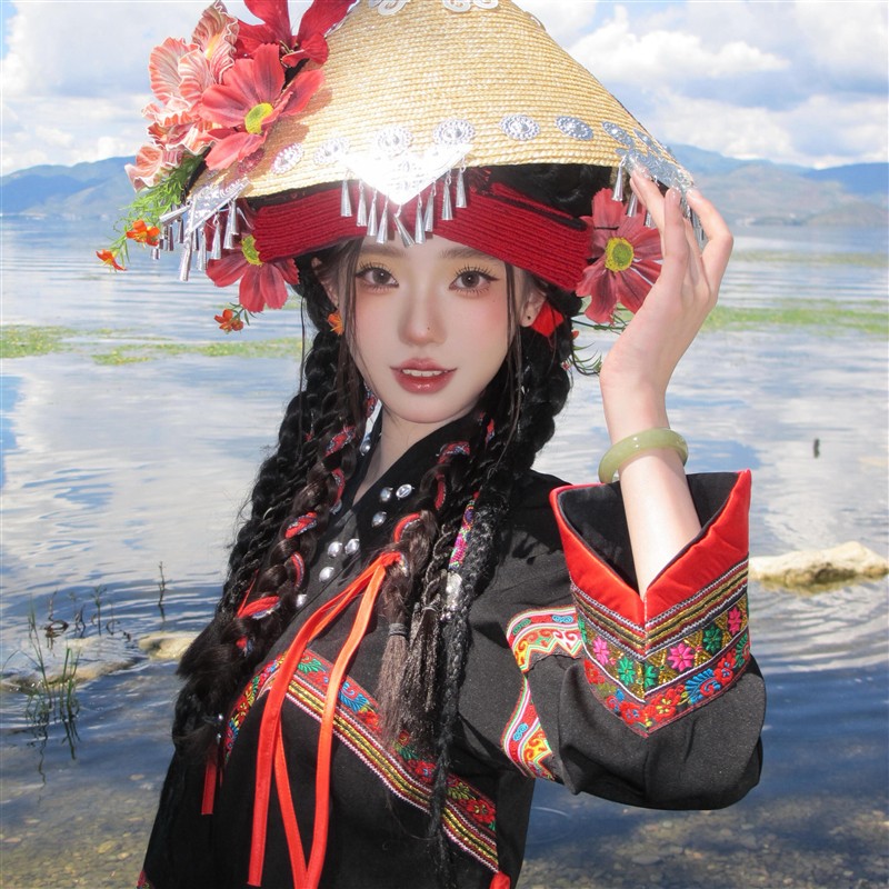 影楼新款布朗族异域贵州云南少女旅拍少数民族风写真摄影演出服装