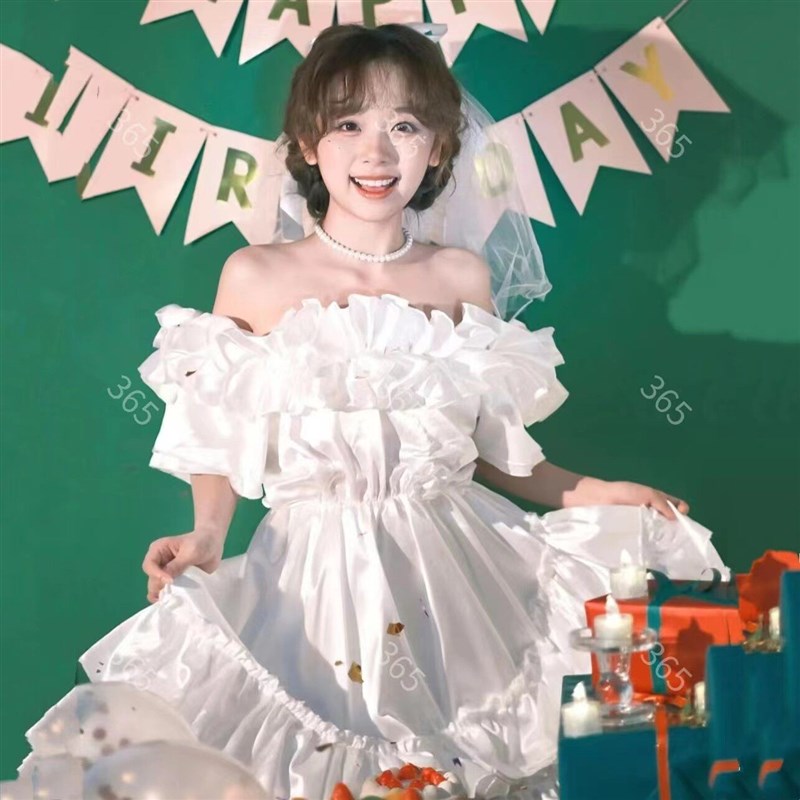 照相馆主题拍照生日派对写真公主风婚纱唯美画报少女艺术照摄影服