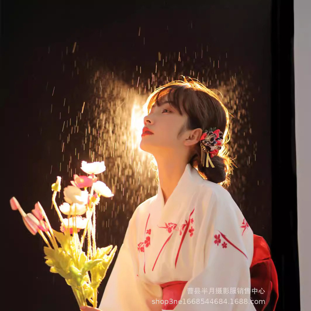 神明少女和服改良日式和风学生写真艺术照传统樱花和服拍摄连衣裙