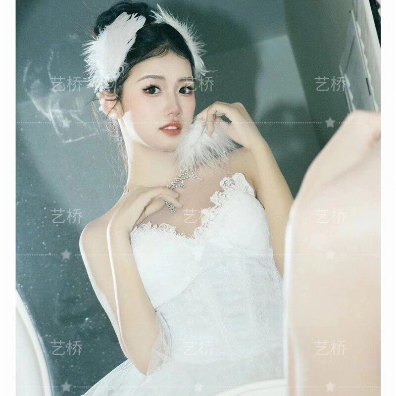 2023新款梦幻森系精灵天鹅芭蕾舞蹈短裙舞台演出服影楼拍摄写真服