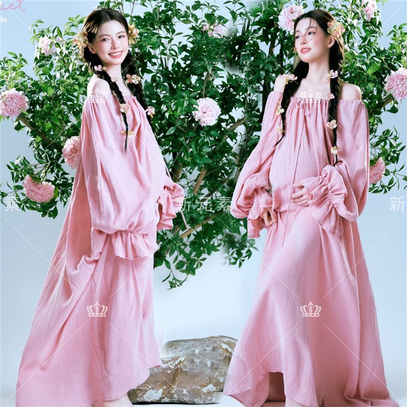 照相馆新款粉色小清新甜美仙女风洋装复古法式舞台写真摄影服装