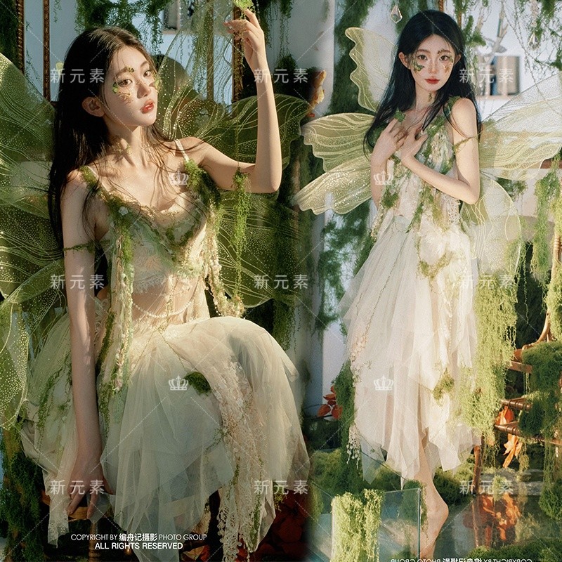 绿野仙踪森系梦幻天使精灵少女写真服装时尚外景旅拍摄影演出服饰