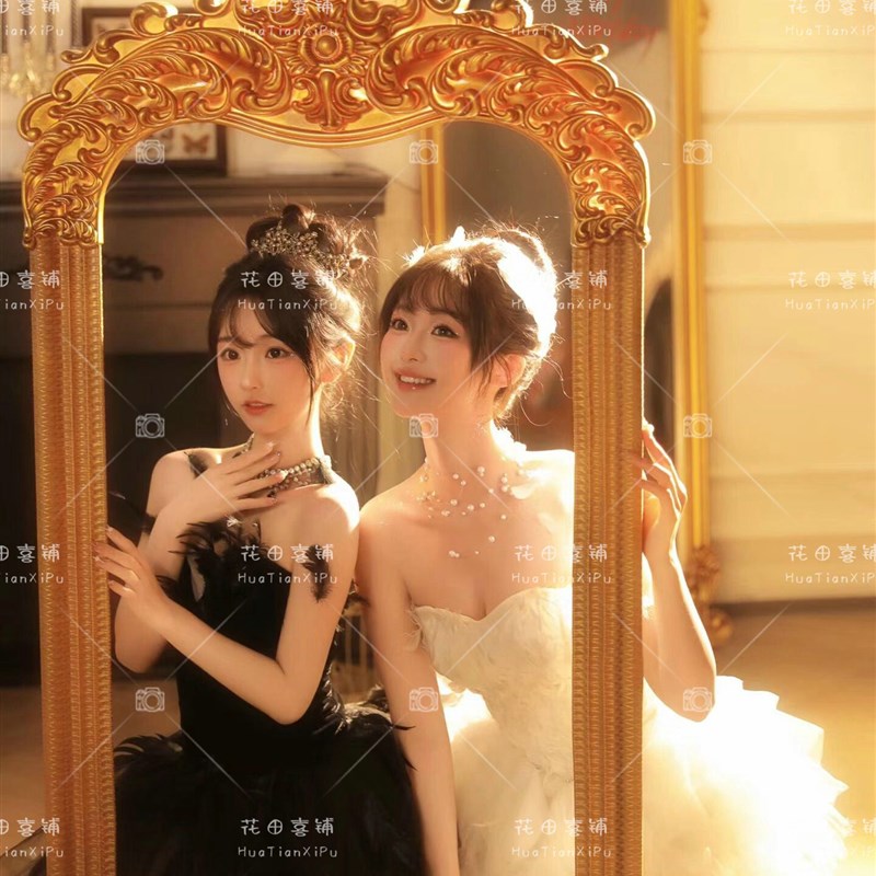 影楼新款主题黑白天鹅闺蜜写真服装公主风生日氛围感艺术照摄影服