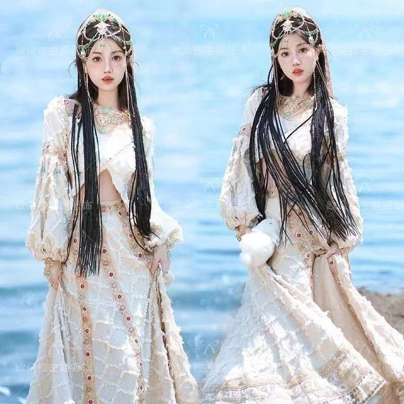 照相馆新款藏袍女异域风情部落公主服饰大理云南旅拍外景海边写真