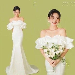 摄影超仙拍照礼服 室内森系轻纱甜美服装 2024新款 影楼主题婚纱法式