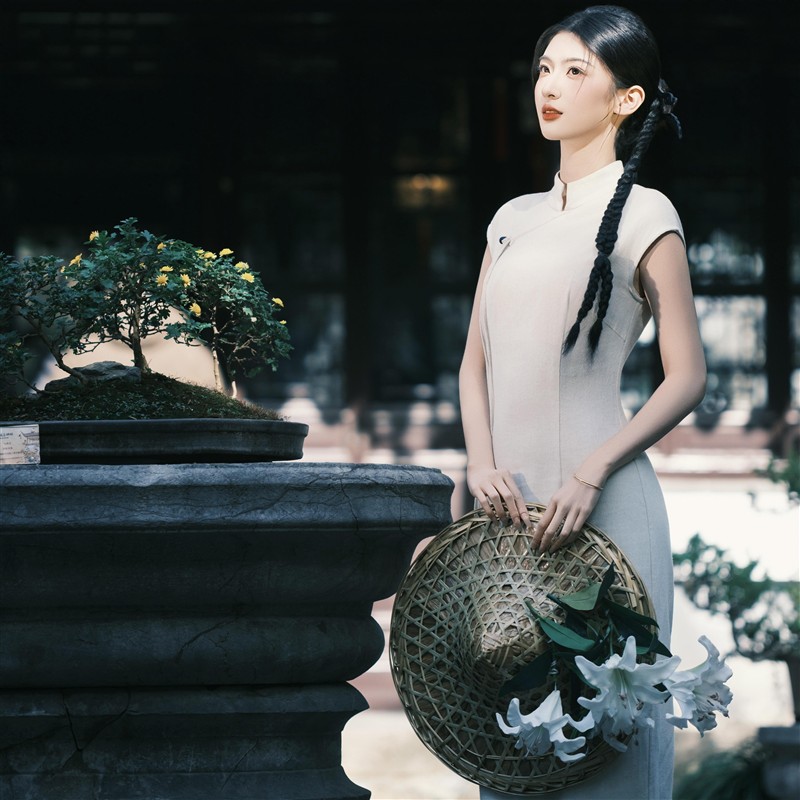 影楼新中式民国风改良旗袍女复古高级感拍照清冷感写真艺术照服装