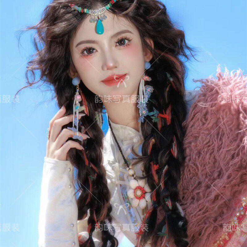 新款粉色藏服藏族藏袍旅拍服装云南丽江大理西藏民族风写真摄影服