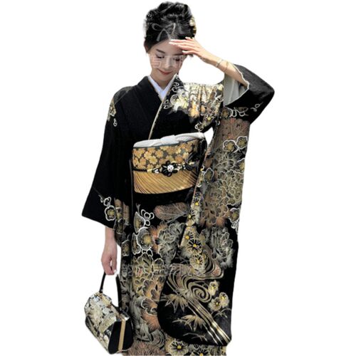 新款影楼女正装改良日式和服黑道千金风旅拍写真少女拍照摄影服装