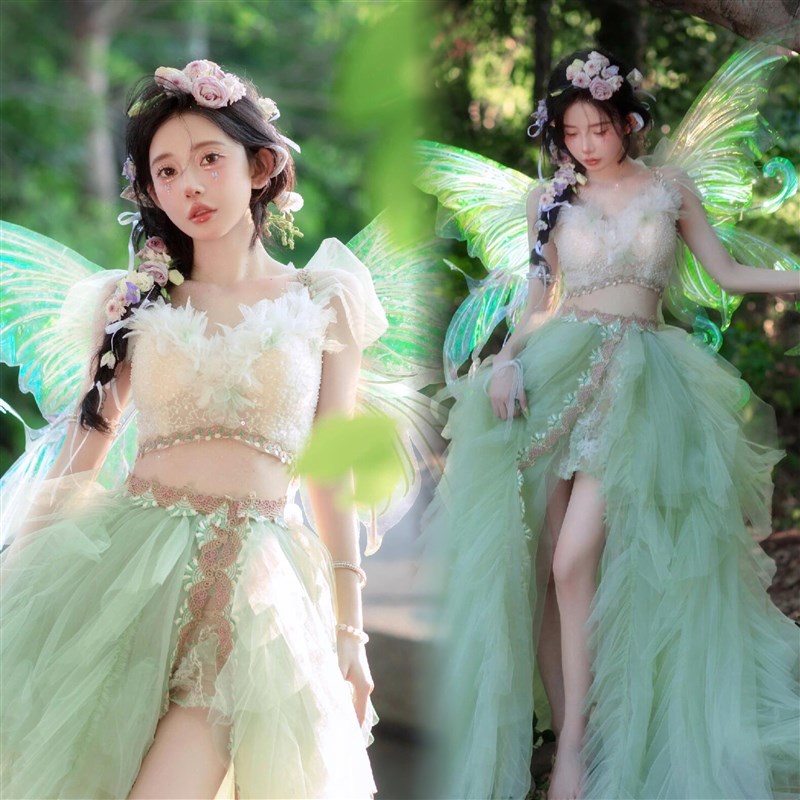 绿野仙踪森系梦幻天使精灵少女写真服装时尚外景旅拍摄影演出服饰