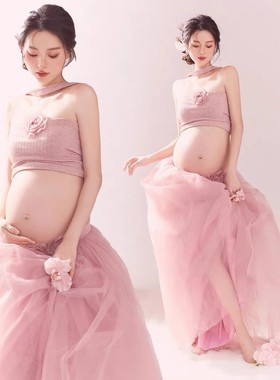 影楼法式高级紫色飘带V领无袖吊带连衣裙孕妇新款光泽感度假长裙