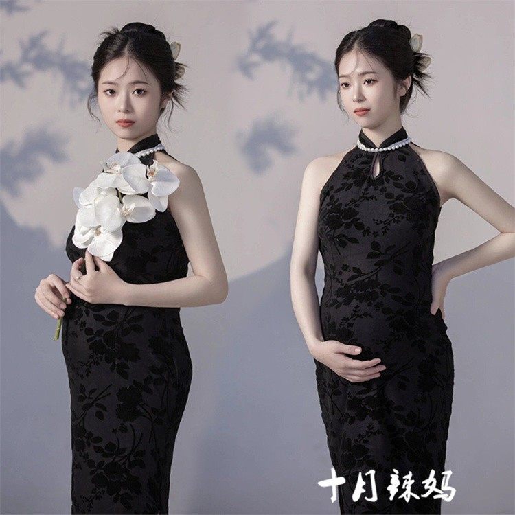 新款孕妇照服装复古影楼中国风新中式黑色旗袍孕妈咪摄影拍照服装,个性定制/设计服务/DIY,动漫/cos制服定制/加工,淘宝优惠券,粉丝福利购,淘宝优惠卷