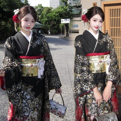 新款改良樱花少女和服个人时尚甜酷少女艺术写真黑道千金改良和服