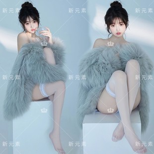 影楼新款氧气少女皮草外套纯欲风个人肖像感写真主题艺术照摄影服