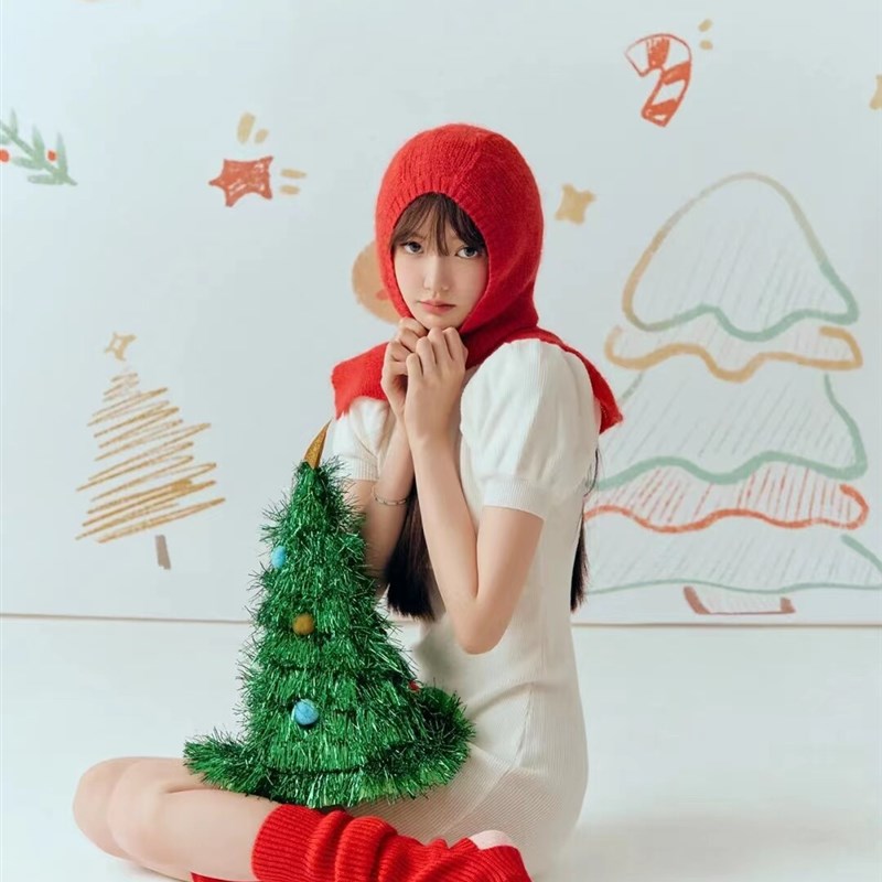 新款影楼圣诞节写真主题毛衣小清新公主风可爱少女艺术照摄影服装