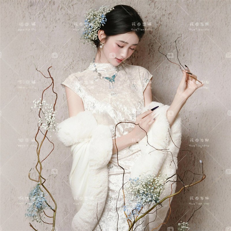 2026影楼新款东方韵味温婉国风新中式光影肖像旗袍清冷感写真服装图片