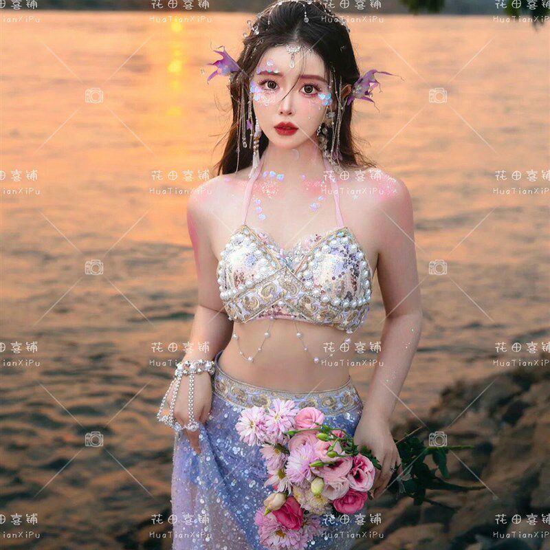 西双版纳三亚旅拍人鱼公主精灵拍照写真服装海边旅游摄影艺术服装