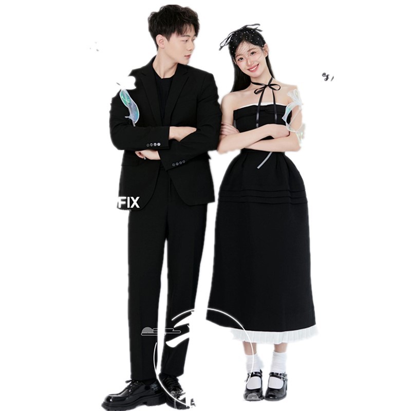 00后登记领证情侣装婚纱摄影服装韩杂学院风情侣主题艺术照摄影服