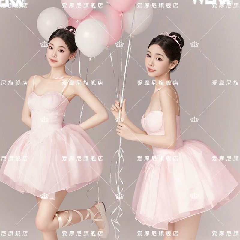 2025新款甜美少女公主裙派对生日照芭蕾写真影楼粉色蓬蓬纱裙礼服,男装,其他民族服装,淘宝优惠券,粉丝福利购,淘宝优惠卷