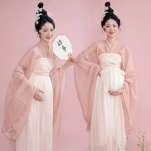 影楼新款孕妇写真汉服仙气玉兔古风套装孕妈咪可爱兔年孕味照服装