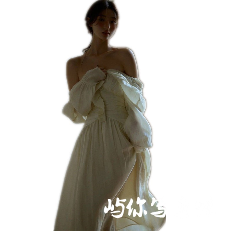 影楼新款个人复古清冷风新中式高级感艺术性感长裙写真照摄影服装