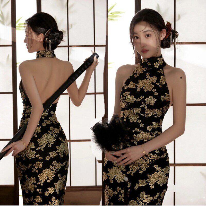 影楼主题中式黑道千金写真旗袍 唯美国风品牌摄影服装