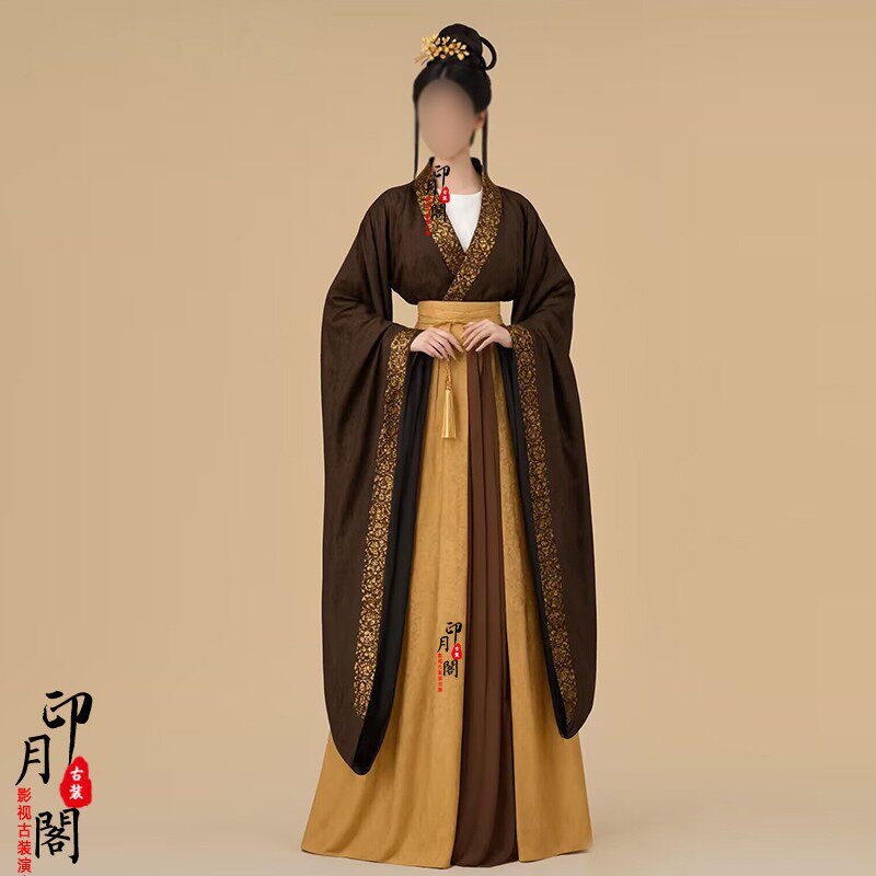 影视古装魏晋风时期汉朝女士贵妃仙女服皇后红色交领拖尾汉服古装