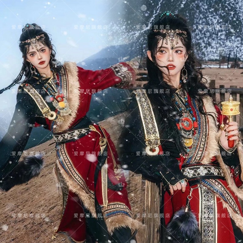 藏服新款藏袍网红写真西藏旅拍爆款拍照藏族民族风摄影演出服装