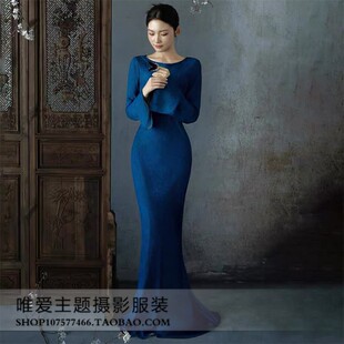 影楼新款 复古艺术照清冷感高级温柔少女连衣裙写真摄影服 个人时尚