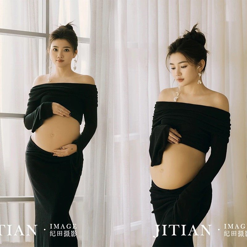 新款孕妈摄影服装室内简约风四季孕妇照服装影楼黑色高级感连衣裙,男装,其他民族服装,淘宝优惠券,粉丝福利购,淘宝优惠卷