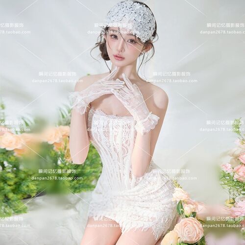 照相馆新款拍照主题韩系纯欲小清新少女白色艺术照个人肖像摄影服