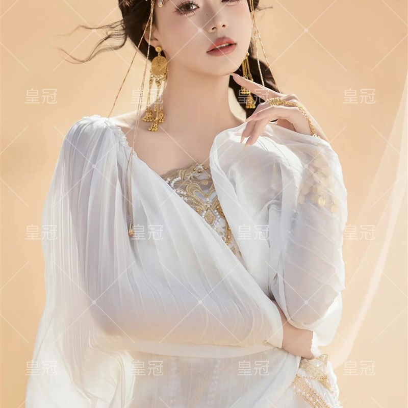 异域敦煌飞天西域公主舞姬白色精灵异域风情网红圣女旅拍超仙套装