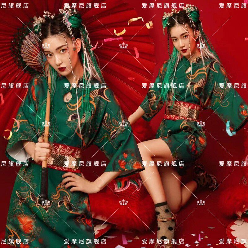 新年中国风复古旗袍写真服装时尚国潮个性女艺术照摄影年会演出服