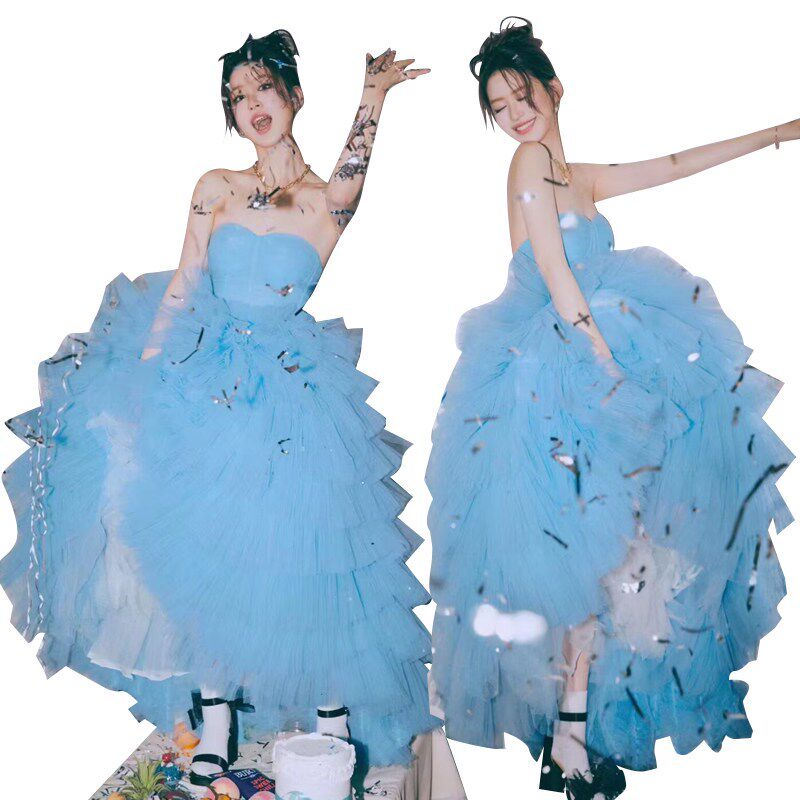 新款韩杂少女生日写真主题服装时尚小清新画报风轻婚纱艺术照摄影