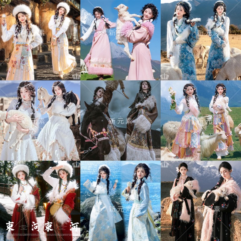 云南大理网红藏袍服装藏族女民族风写真西藏旅拍闺蜜影楼拍照服装