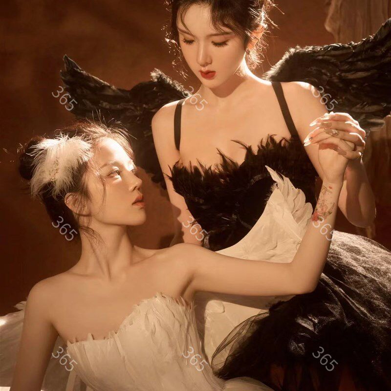 照相馆主题碎钻天鹅风写真主题服装闺蜜芭蕾少女高贵艺术照摄影礼